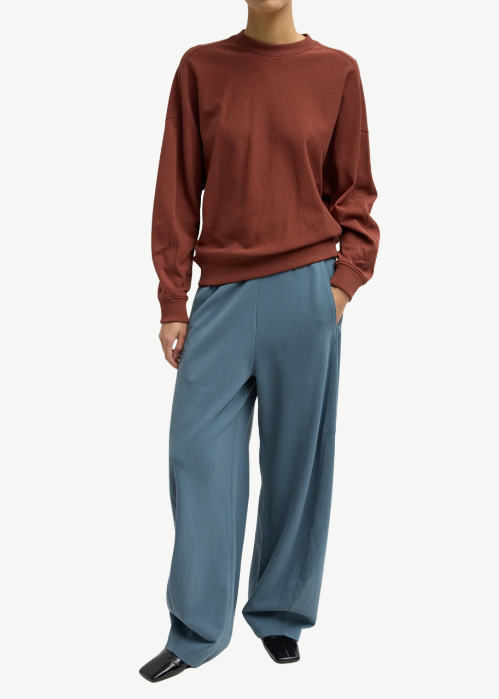 Tibi Light Weight Sweatshirting Winslow Pant in Blue Grey | Shop Tula