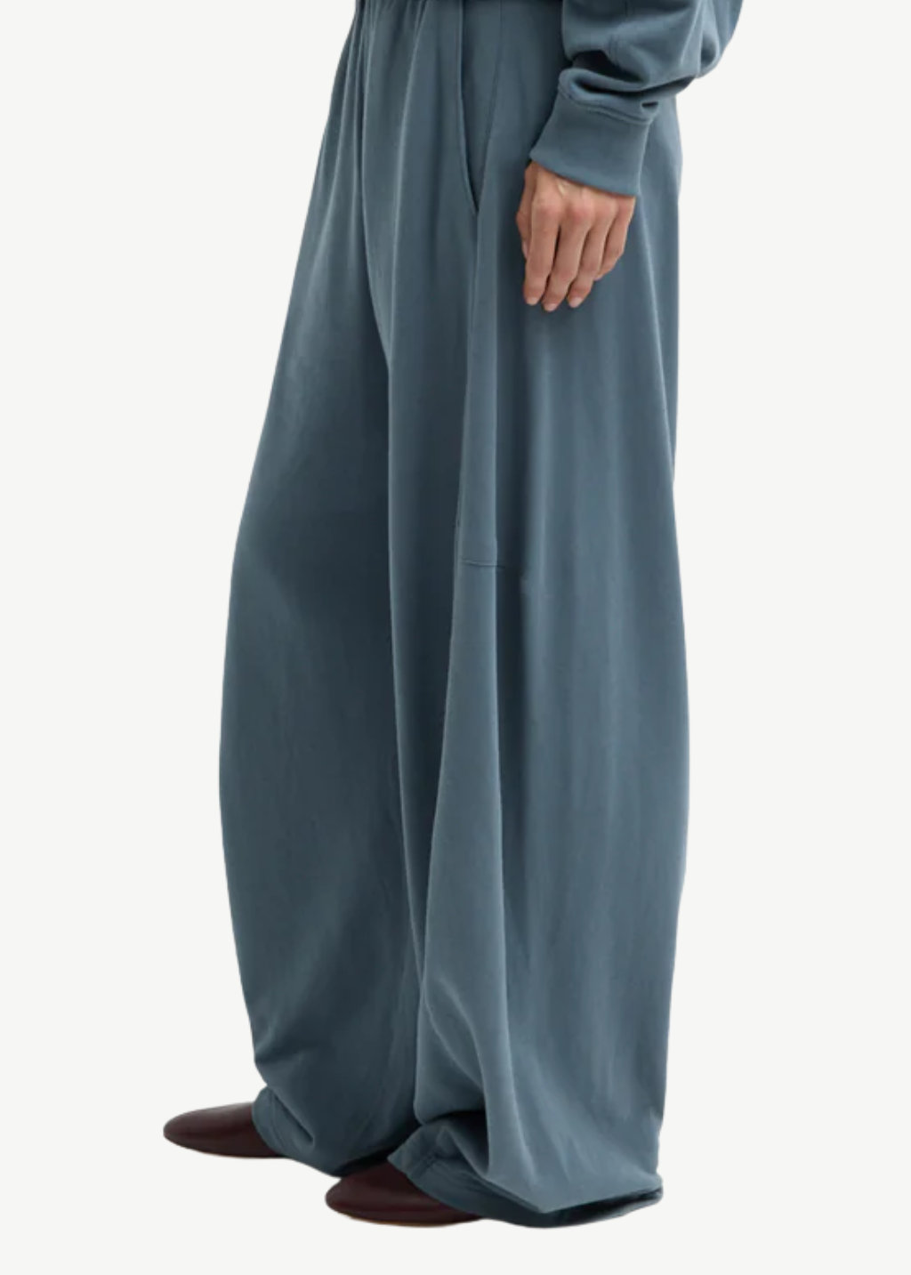 Tibi Light Weight Sweatshirting Winslow Pant in Blue Grey | Shop Tula