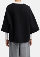 Tibi Luxe Double Faced Wool Angora V-Neck in Black | Shop Tula