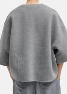Tibi Luxe Double Faced Wool Angora V-Neck in Heather Grey | Shop Tula