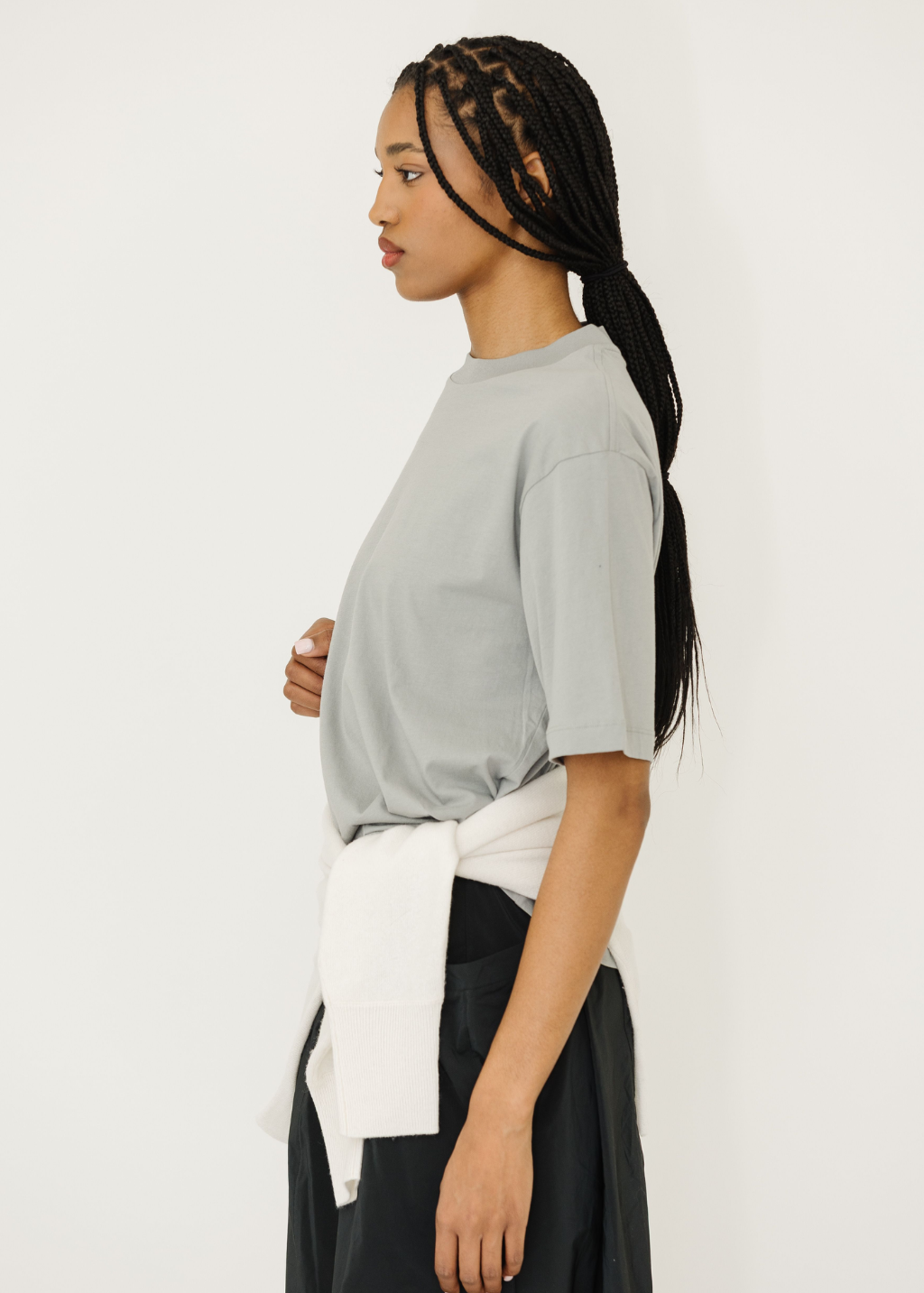 Tibi Mock Neck Unisex T-Shirt in Pumice | Shop Tula