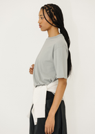 Tibi Mock Neck Unisex T-Shirt in Pumice | Shop Tula