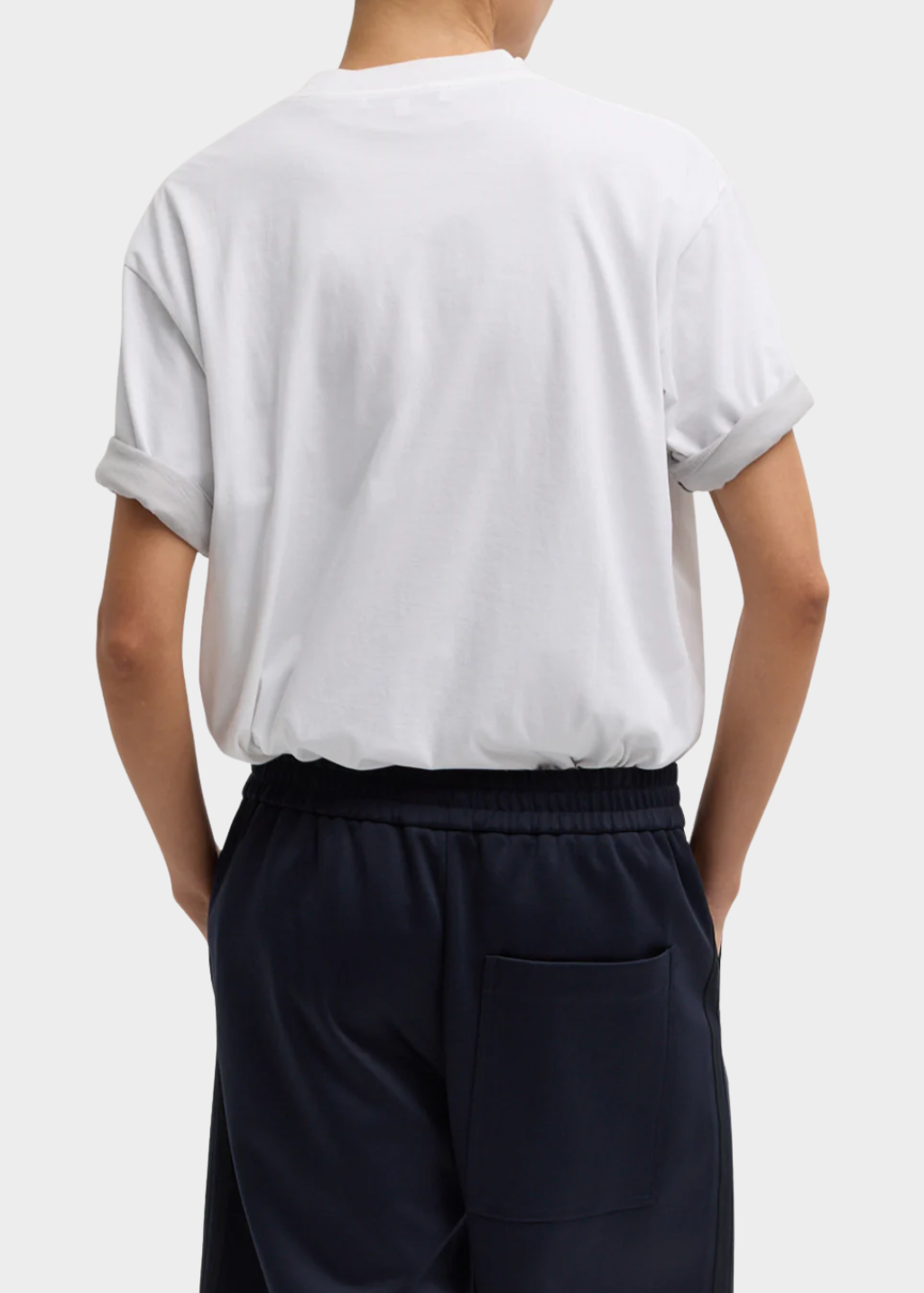 Tibi Mock Neck Unisex T-Shirt in White | Shop Tula