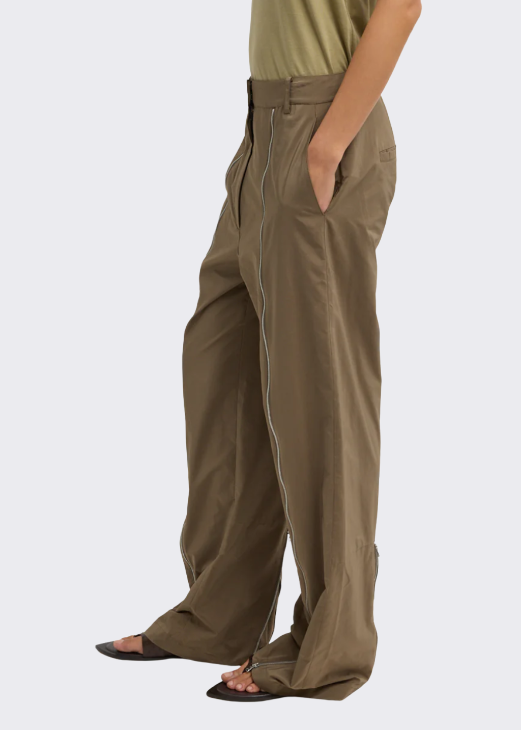 Tibi Nylon Zipper Trouser | Shop Tula