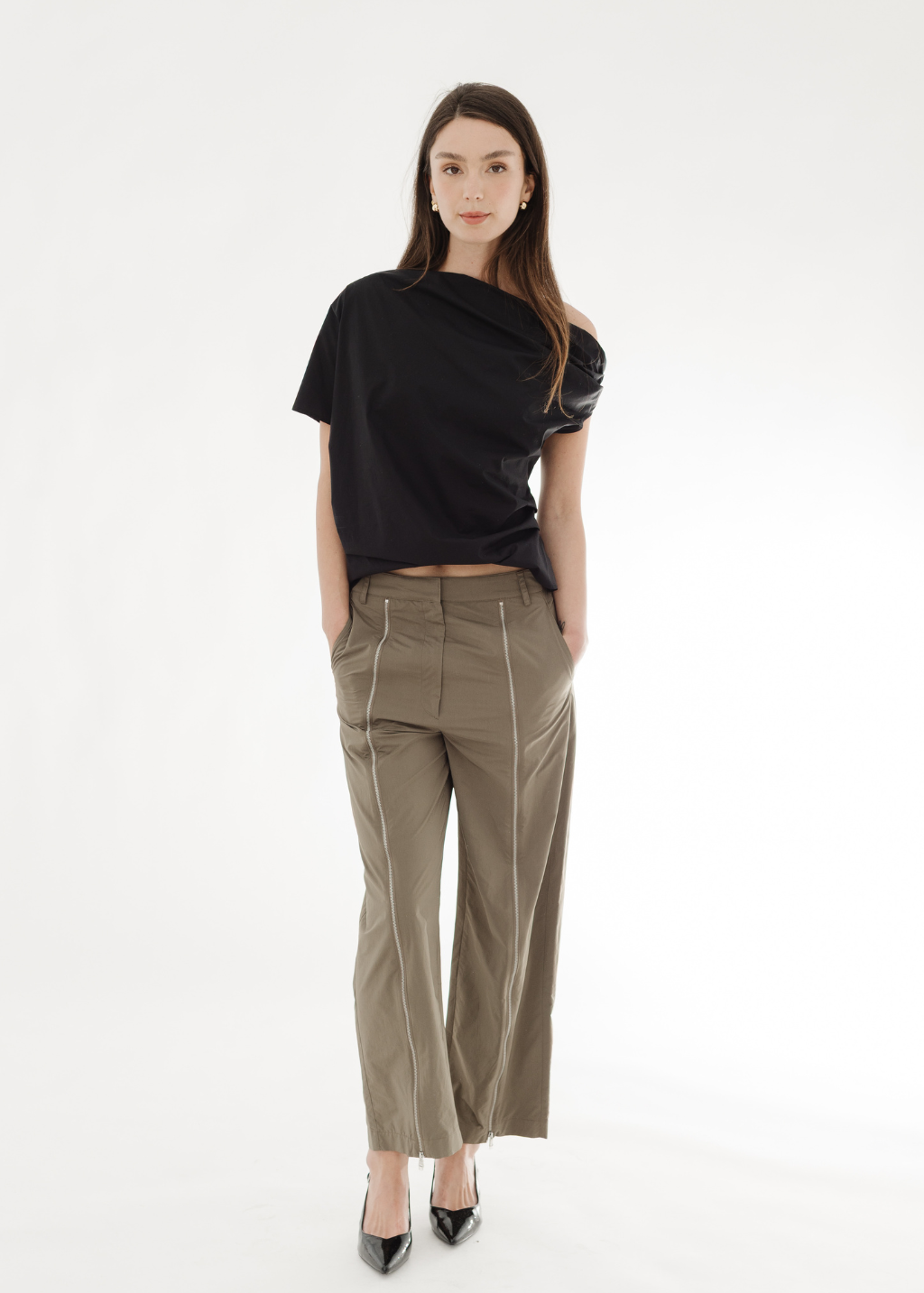 Tibi Nylon Zipper Trouser | Shop Tula