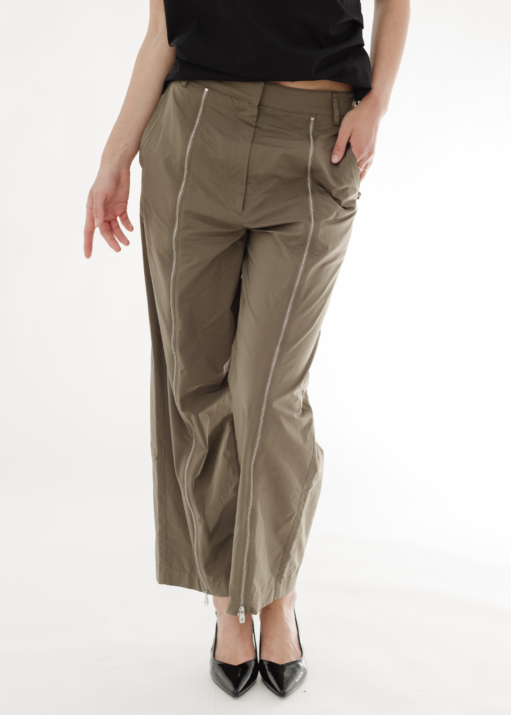 Tibi Nylon Zipper Trouser | Shop Tula