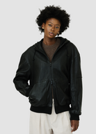 Tibi Pebbled Leather Zip Up Hoodie Jacket | Shop Tula