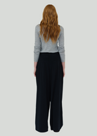 Tibi Relaxed Suiting Triple Pleat Pant in Navy | Shop Tula