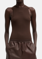 Tibi Ribbed Sweater Cut Out Tank in Brown | Shop Tula