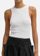 Tibi Ribbed Sweater Cut Out Tank in White | Shop Tula