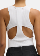 Tibi Ribbed Sweater Cut Out Tank in White | Shop Tula