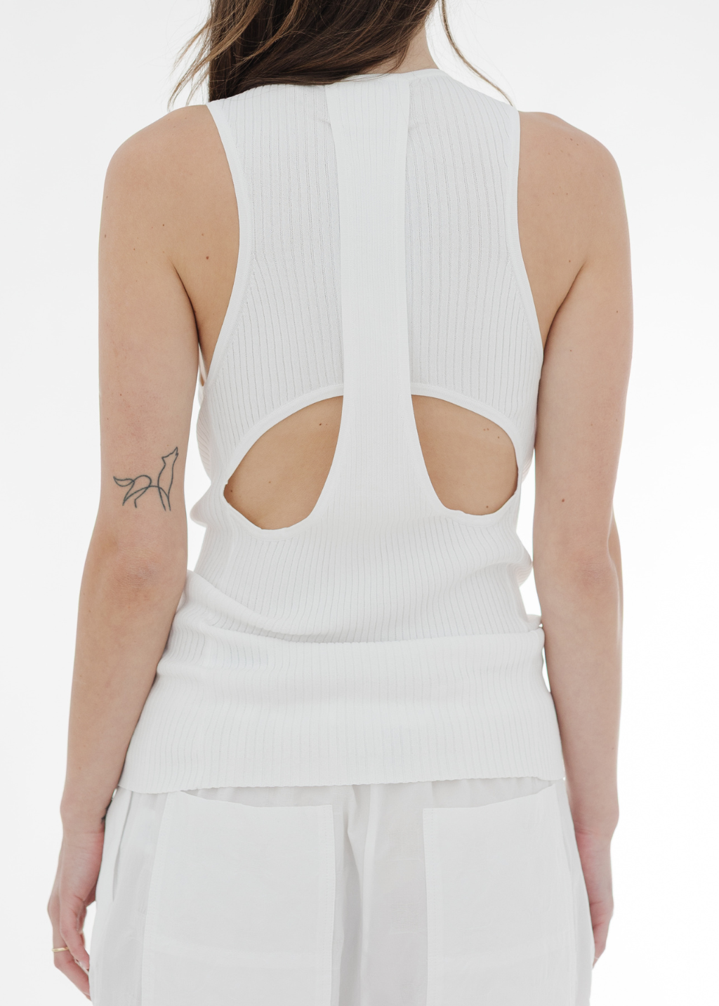 Tibi Ribbed Sweater Cut Out Tank in White | Shop Tula