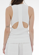 Tibi Ribbed Sweater Cut Out Tank in White | Shop Tula