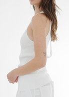 Tibi Ribbed Sweater Cut Out Tank in White | Shop Tula