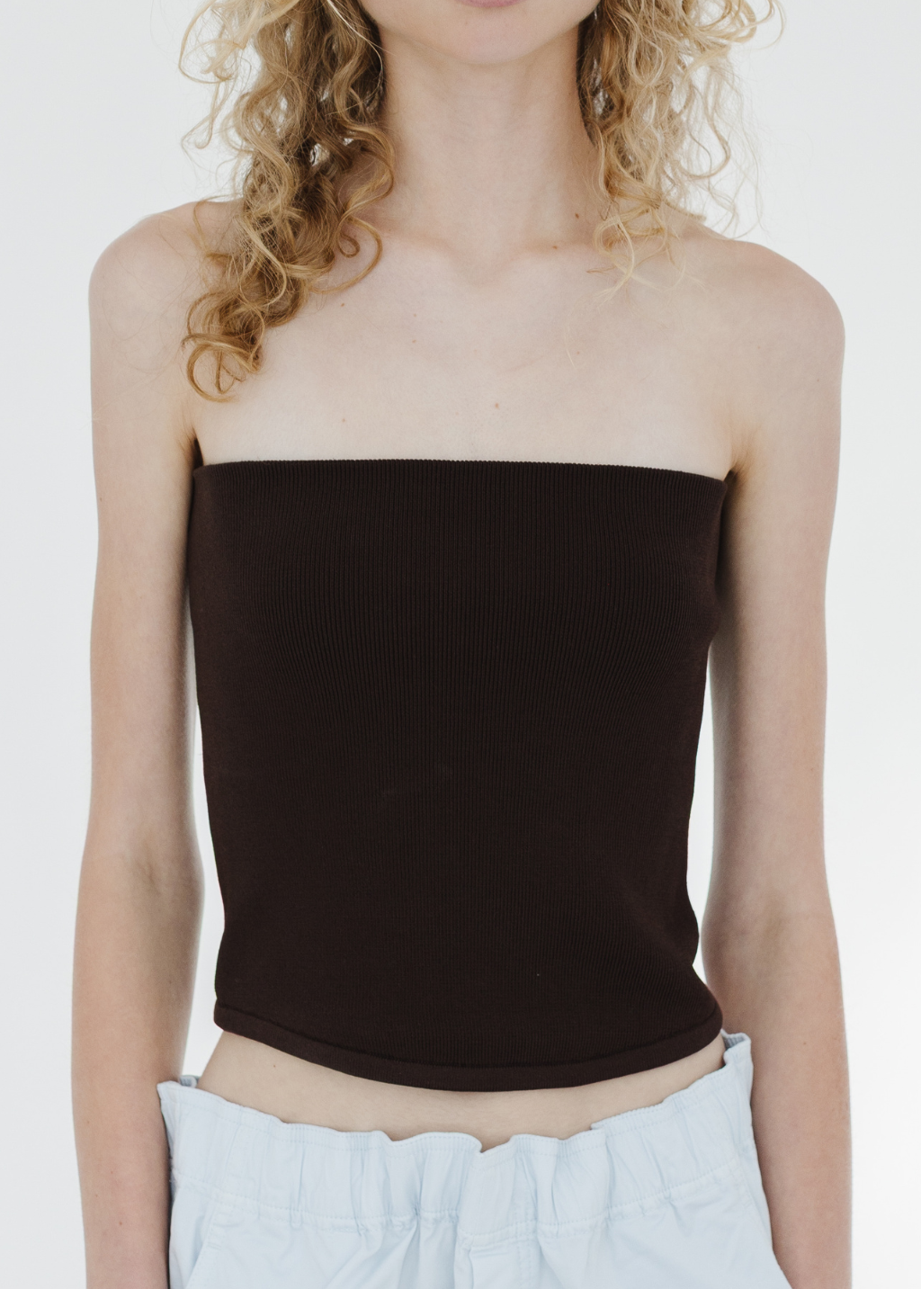 Tibi Ribbed Sweater Tube Top in Brown | Shop Tula