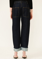 Tibi Selvage Denim 5 Pocket Alec Jean in Dark | Shop Tula