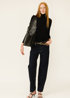 Tibi Selvage Denim 5 Pocket Alec Jean in Dark | Shop Tula