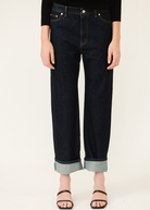 Tibi Selvage Denim 5 Pocket Alec Jean in Dark | Shop Tula