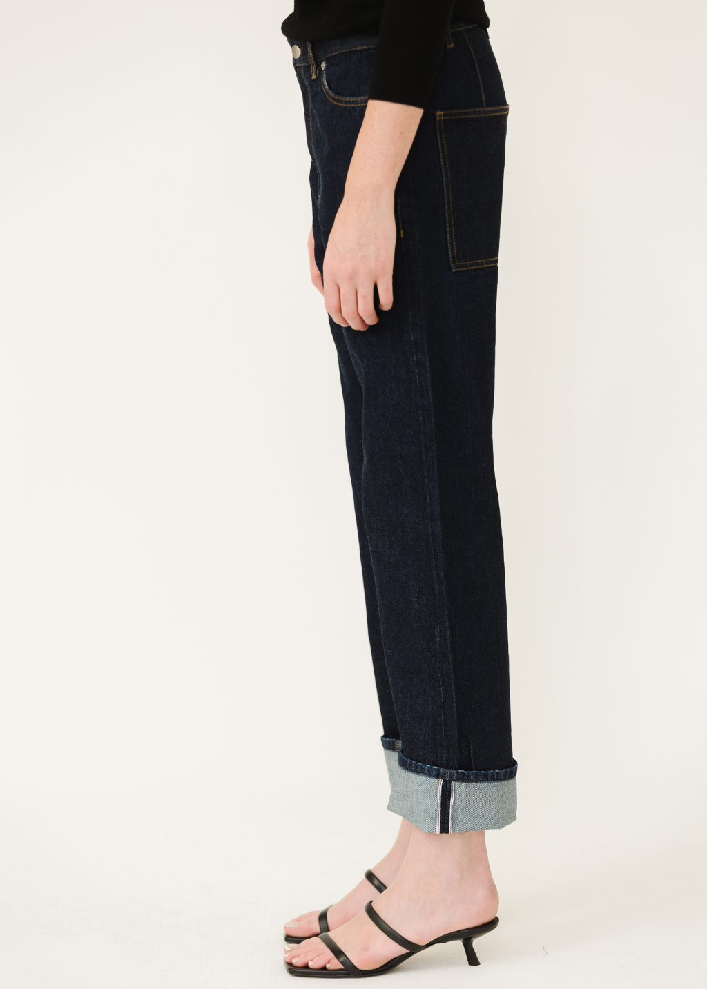 Tibi Selvage Denim 5 Pocket Alec Jean in Dark | Shop Tula