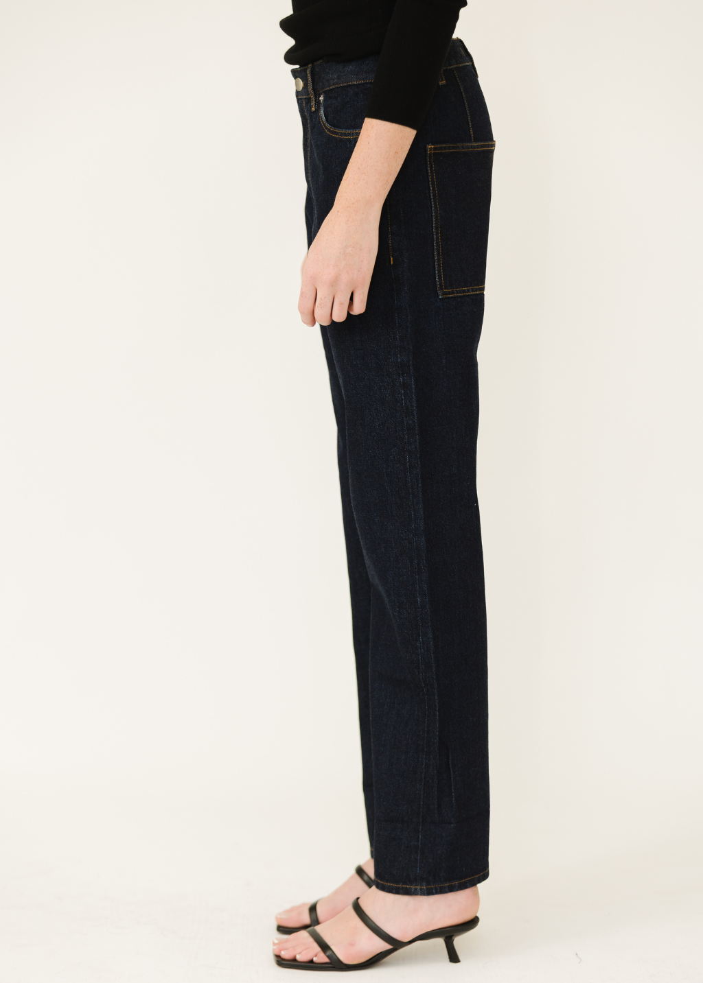 Tibi Selvage Denim 5 Pocket Alec Jean in Dark | Shop Tula