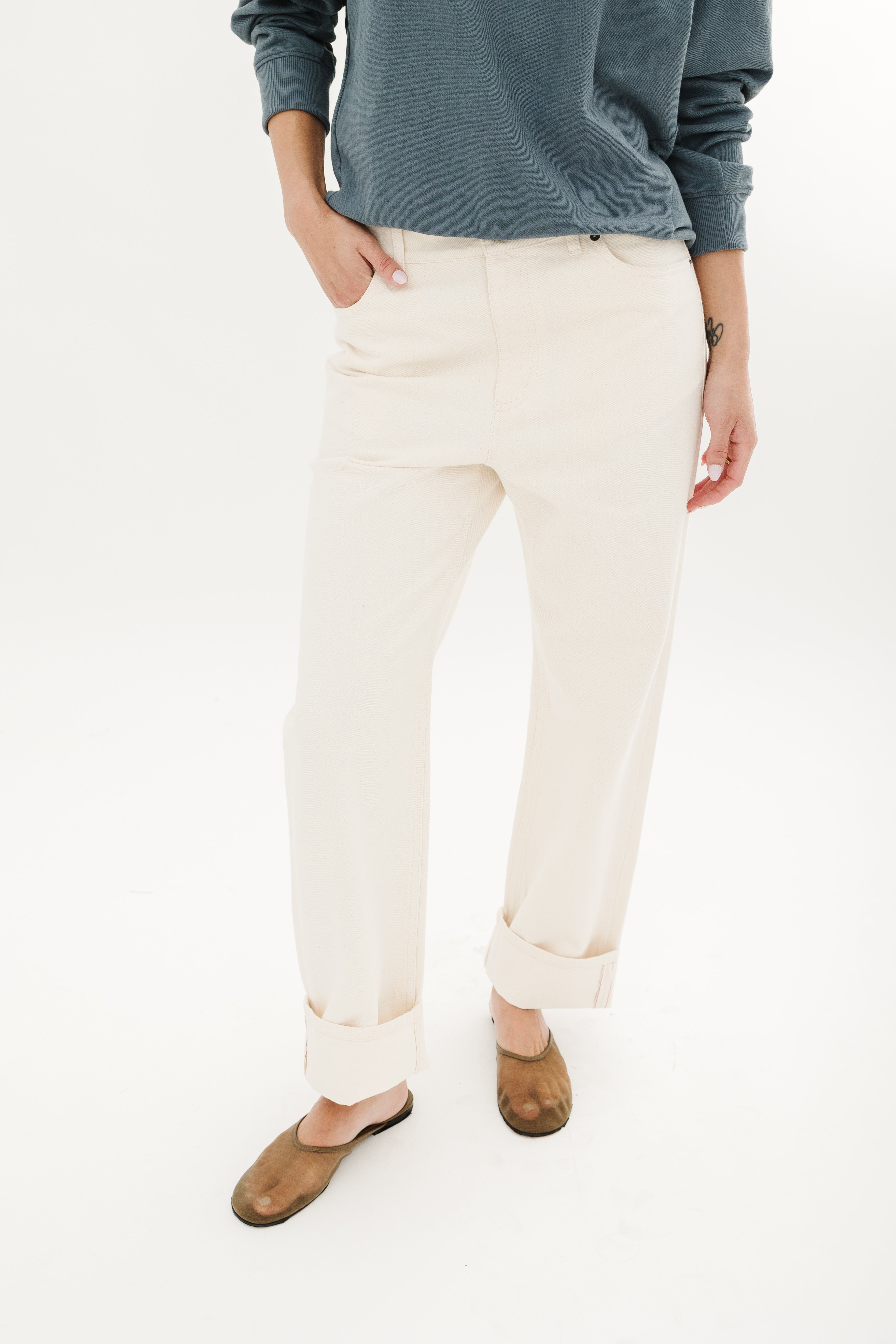 Tibi Selvedge Denim Alec Jean in Natural | Shop Tula