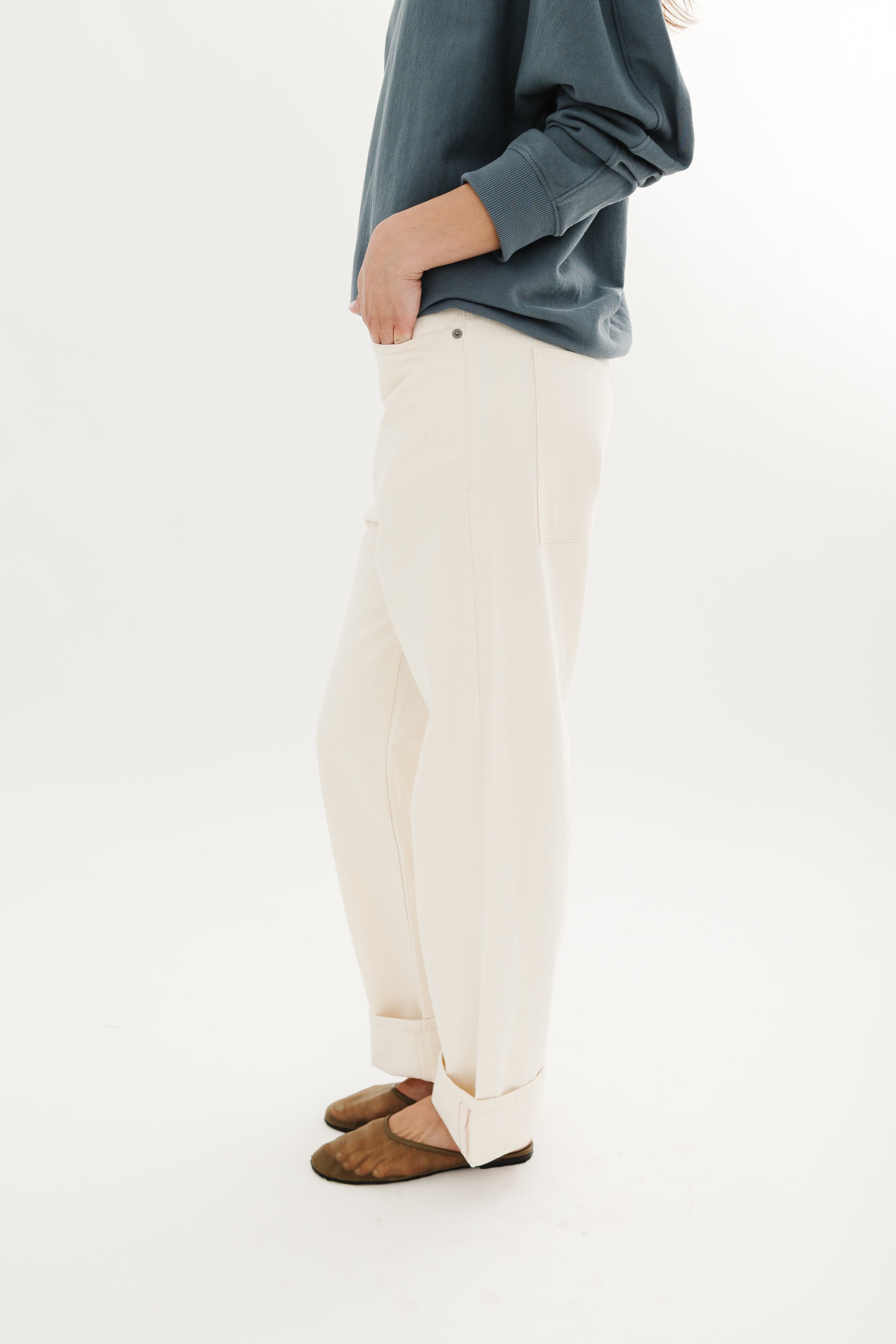 Tibi Selvedge Denim Alec Jean in Natural | Shop Tula