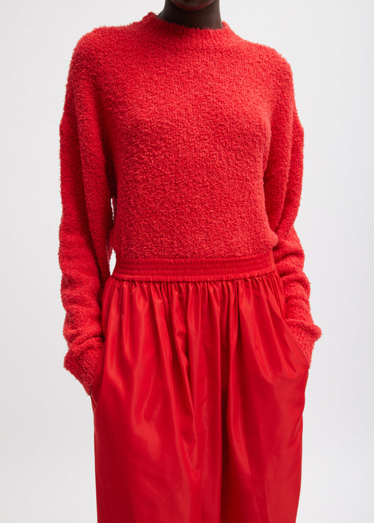 Tibi Serviette Crewneck Easy Pullover in Red | Tula's Online Boutique