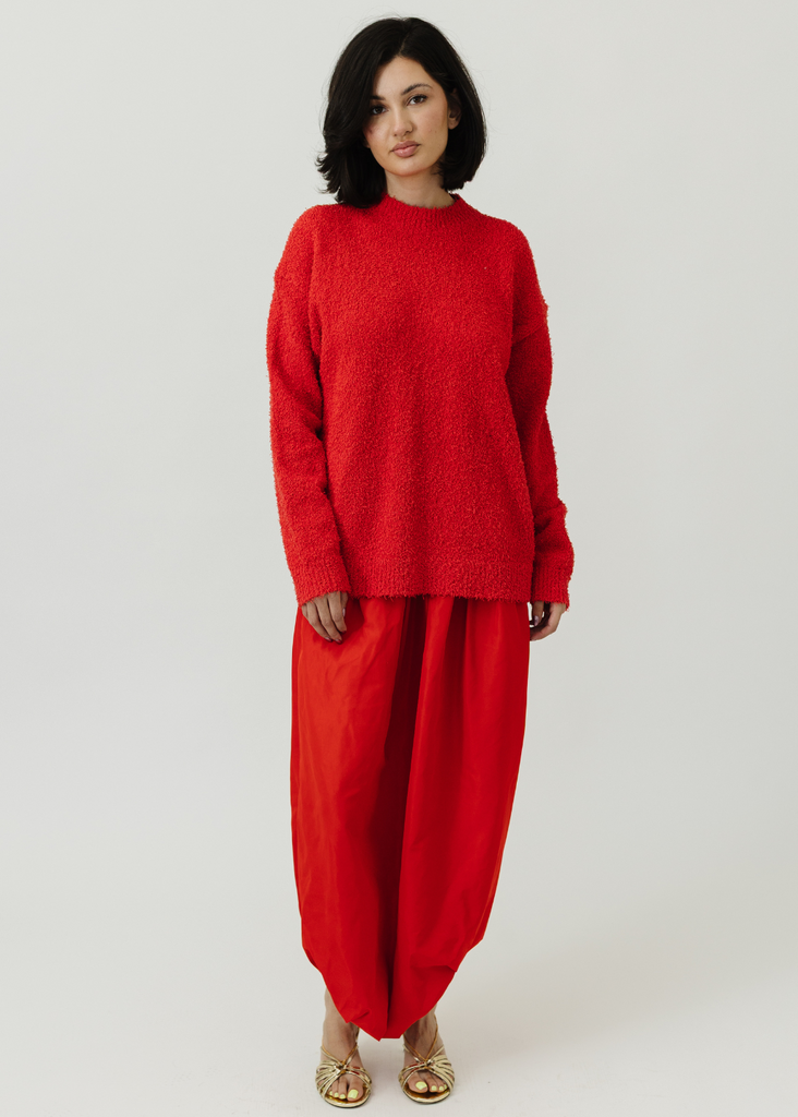 Tibi Serviette Crewneck Easy Pullover in Red | Tula's Online Boutique