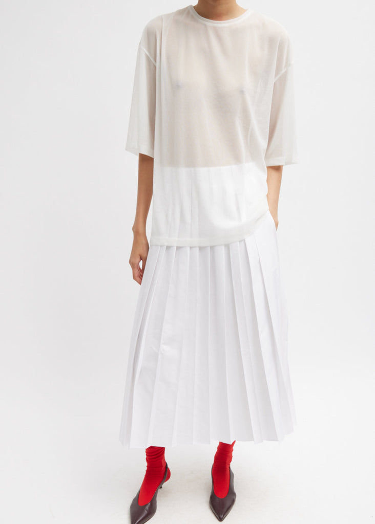 Tibi Sheer Gauze T-Shirt in White | Tula's Online Boutique