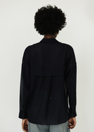 Tibi Sheer Wool Gauze Oversized Shirt in Navy | Shop Tula