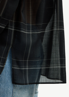Tibi Sheer Wool Oversized Shirt in Black Check | Shop Tula