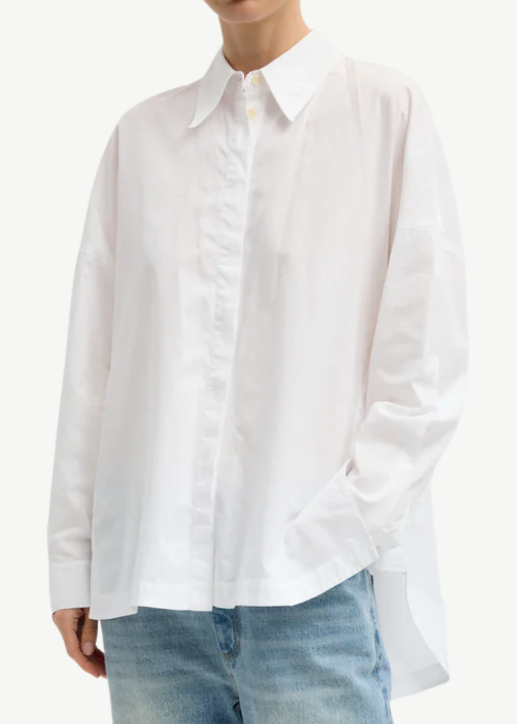 Tibi Shirting Gabe Oversized Shirt in White | Shop Tula