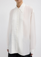 Tibi Silk Voile Easy Pintucked Shirt in Ivory | Shop Tula