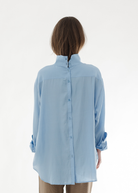 Tibi Silk Funnel Neck Shirt | Shop Tula