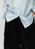 Tibi Silk Voile Easy Pintucked Shirt in Ice Blue Details | Shop Tula