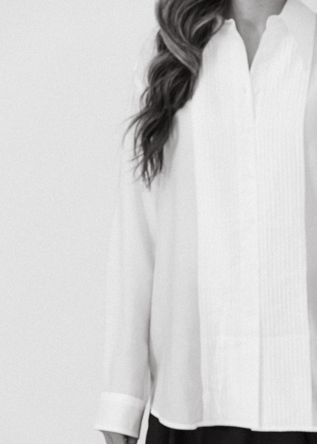 Tibi Silk Voile Easy Pintucked Shirt in Ivory BW | Shop Tula