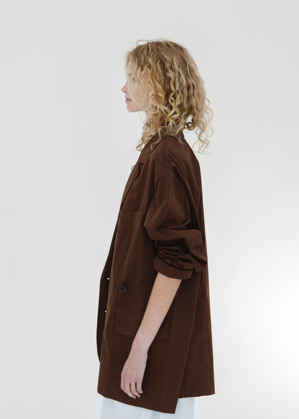 Tibi Silky Cotton Liam Blazer in Brown | Shop Tula