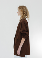 Tibi Silky Cotton Liam Blazer in Brown | Shop Tula