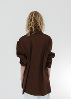 Tibi Silky Cotton Liam Blazer in Brown | Shop Tula