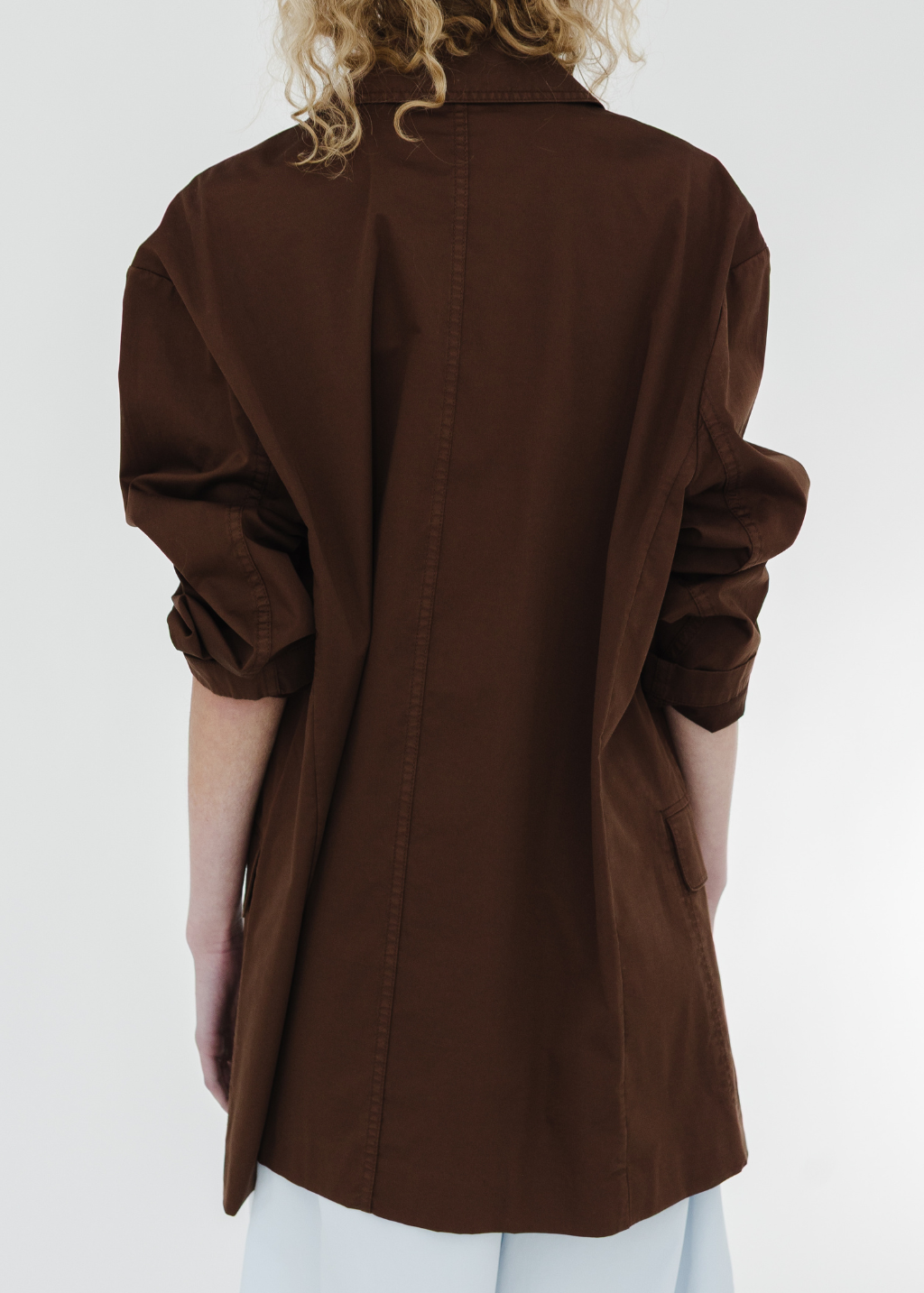 Tibi Silky Cotton Liam Blazer in Brown | Shop Tula