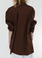 Tibi Silky Cotton Liam Blazer in Brown | Shop Tula