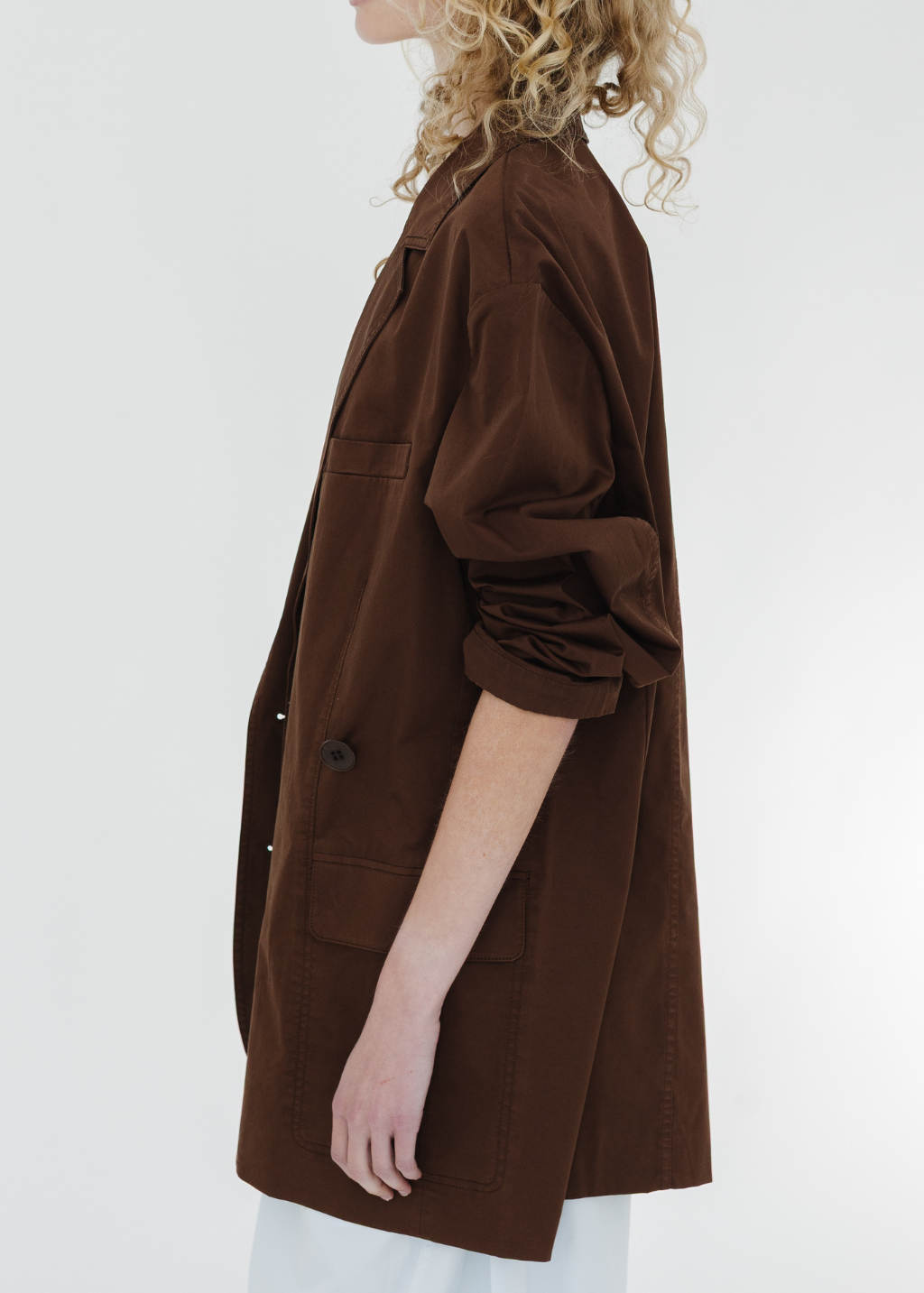 Tibi Silky Cotton Liam Blazer in Brown | Shop Tula
