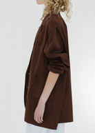 Tibi Silky Cotton Liam Blazer in Brown | Shop Tula
