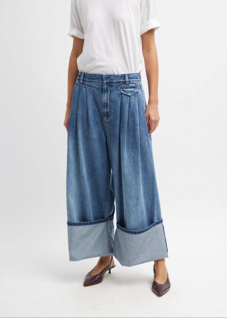 Tibi Spring Denim Triple Pleat Pant | Tula's Online Boutique