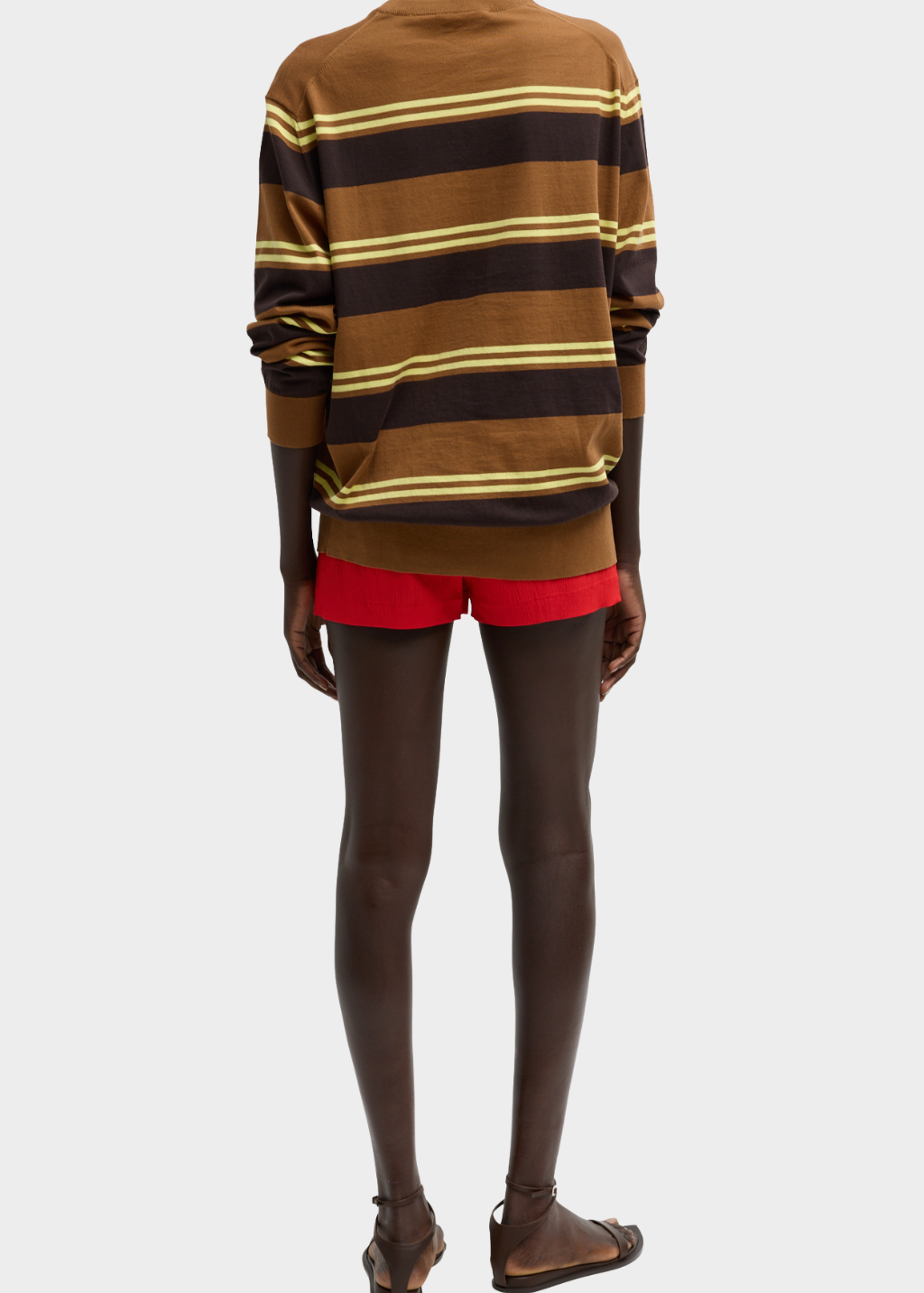 Tibi Striped Perfect T Crewneck In Brown | Shop Tula