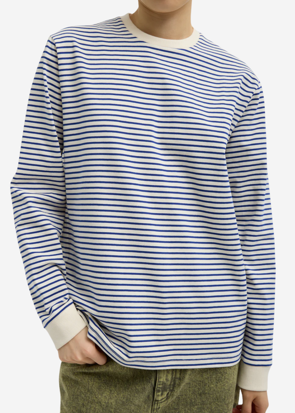 Tibi Striped Perfect T Crewneck Unisex Long Sleeve | Shop Tula