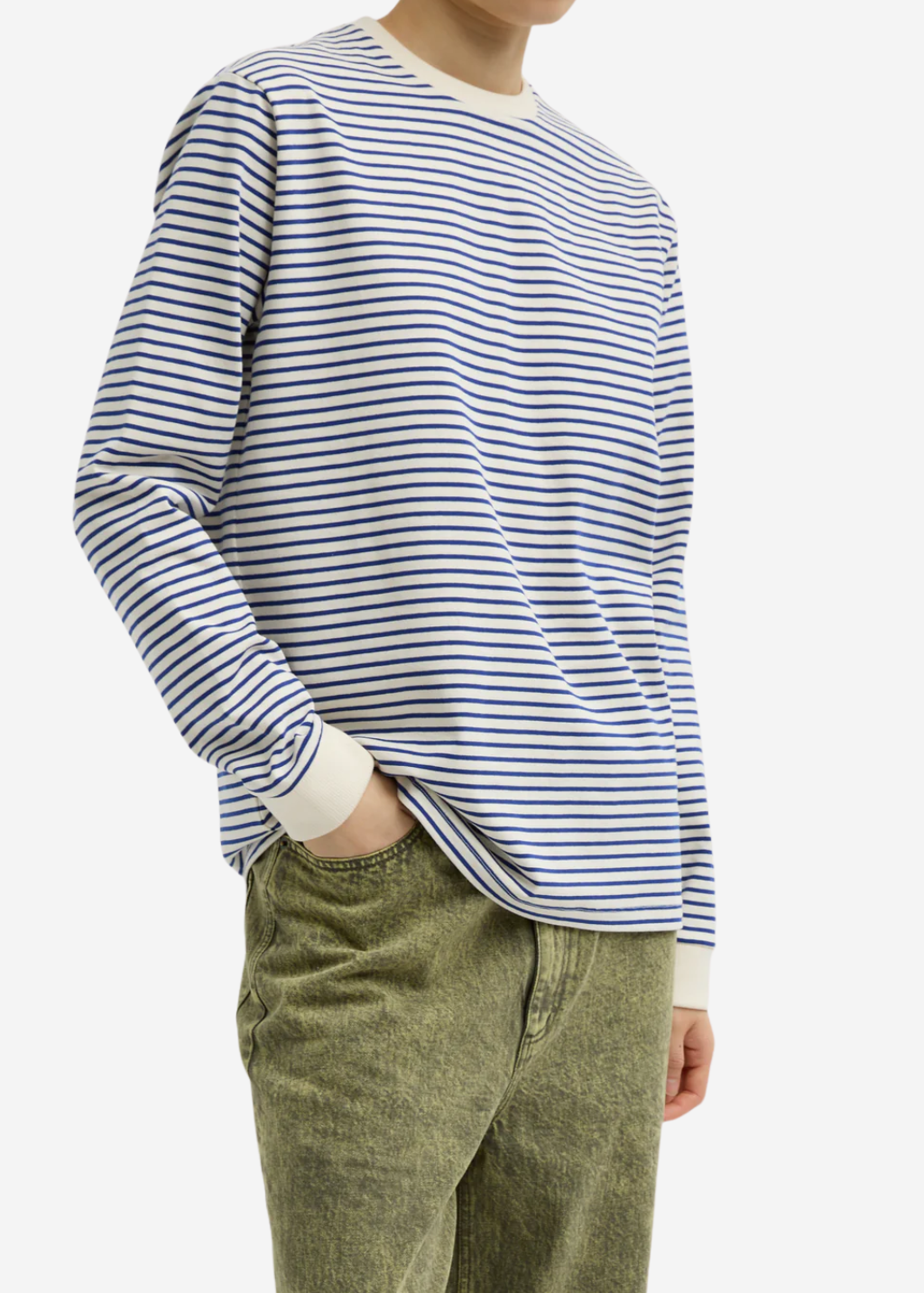 Tibi Striped Perfect T Crewneck Unisex Long Sleeve | Shop Tula