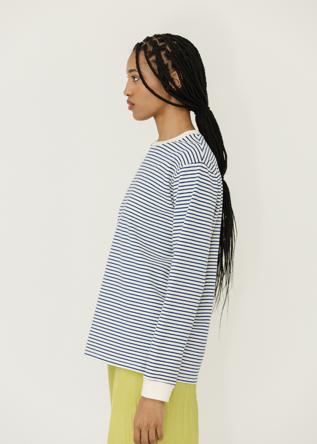 Tibi Striped Perfect T Crewneck Unisex Long Sleeve | Shop Tula