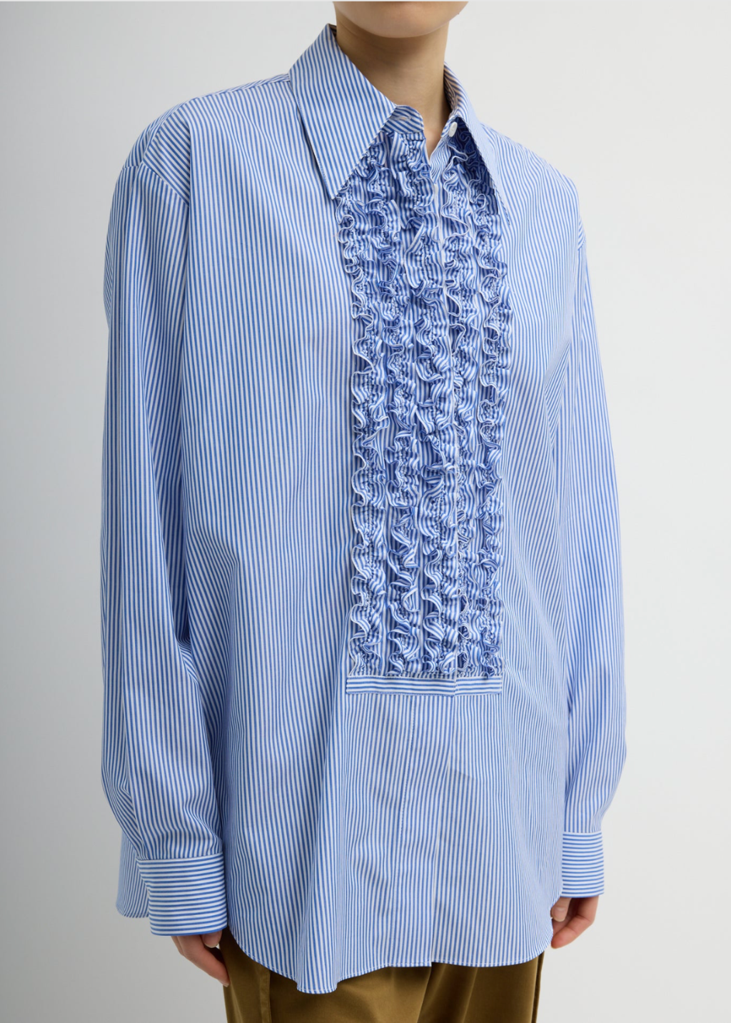 Tibi Striped Shirting Easy Tuxedo Shirt | Shop Tula