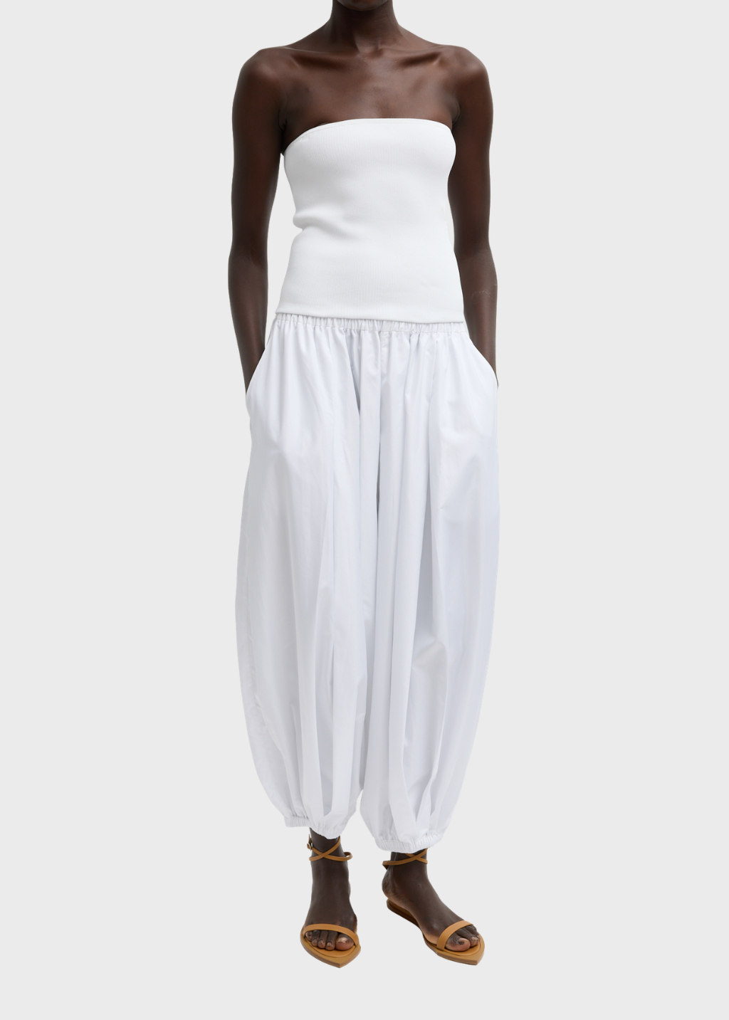 Tibi Summer Nylon Zeppelin Pant in White | Shop Tula